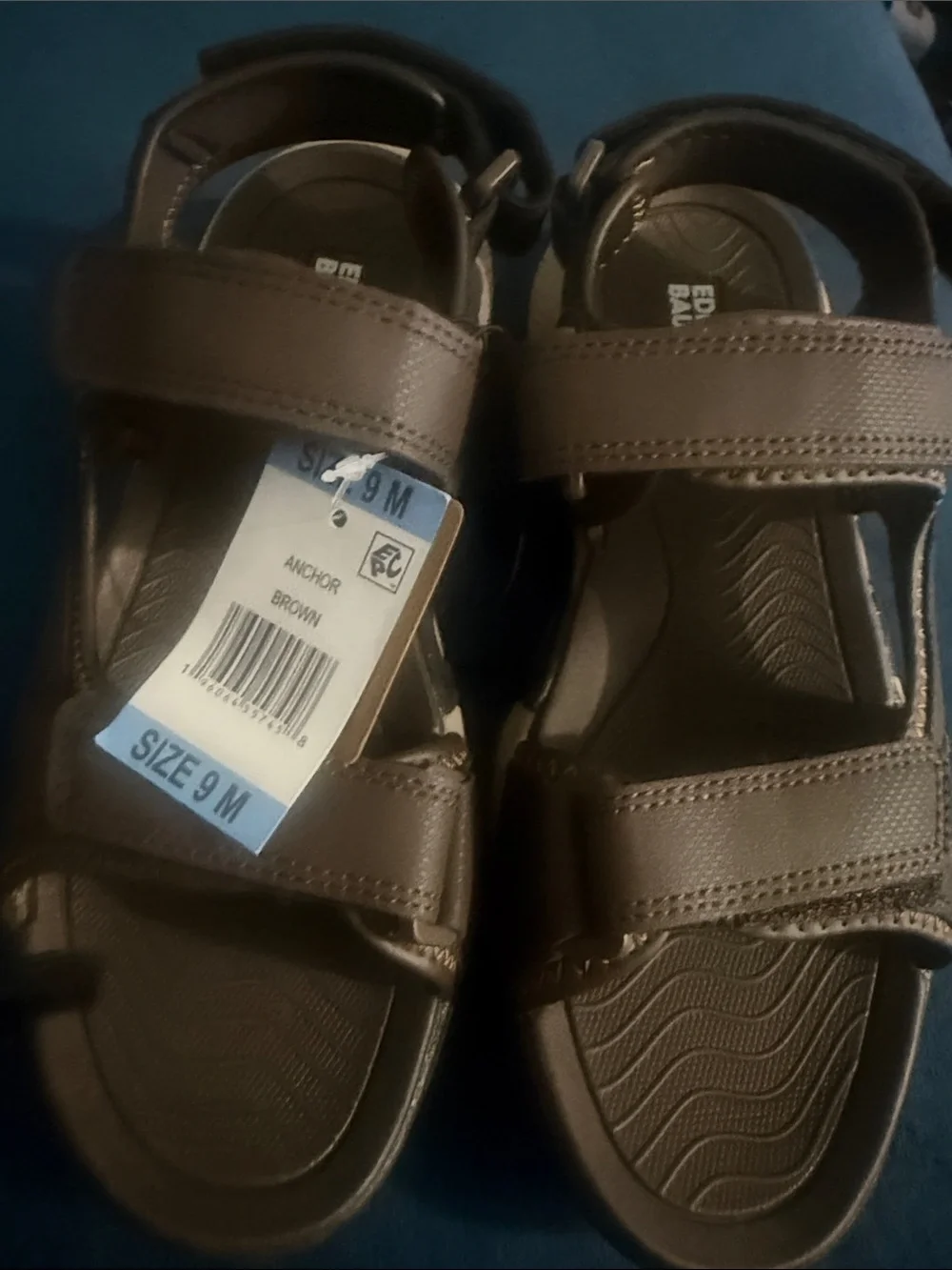 Eddie Bauer Boys Brown Adjustable Two-Strap Sandals